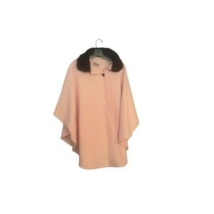 Preston & York Cape Poncho Pink Fleece Faux Fur Collar All Season Women's